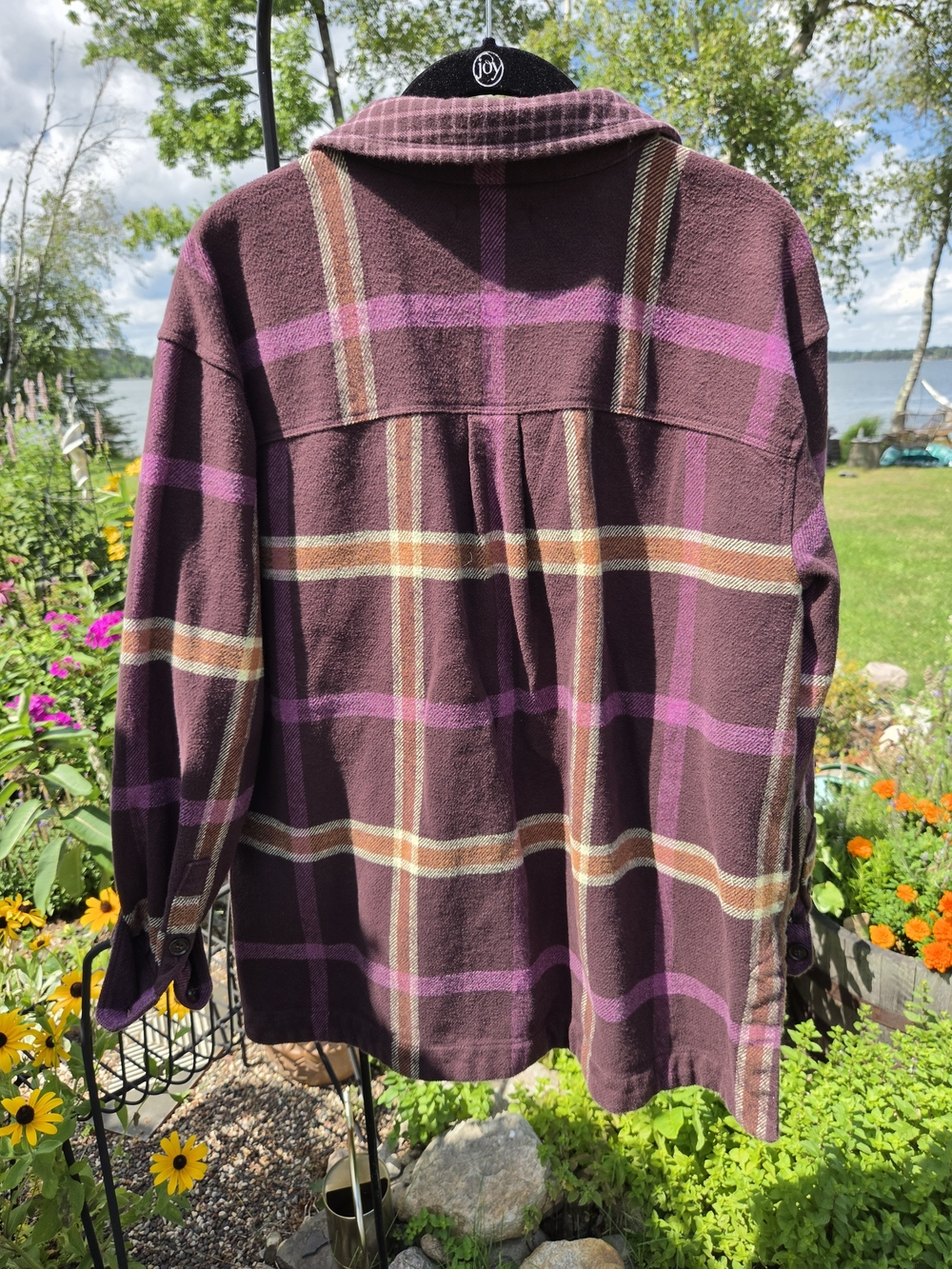 Madewell 100% Cotton Plum Plaid Flannel Shacket - Picture 2 of 6